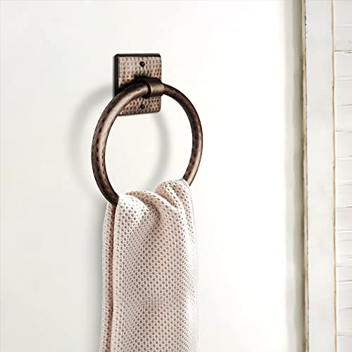 Monarch Abode Bathroom Towel Holder – 7-Inch Round Antique Copper Bathroom Hand Towel Holder for Bathrooms Wall, Metal Hand Hammered Towels Ring Wall Mount, Traditional Surface-Mounted Ring Hanger - color: Pure Copper, style: Traditional