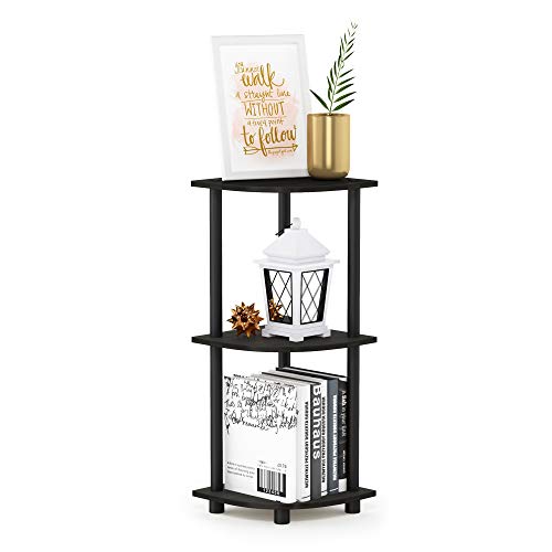 Furinno TURN-N-TUBE Corner Shelf, 3-Tier Corner Bookshelf, Display Storage Shelves with Open Shelves, for Organization and Storage, Living Room, Home Office, Garage, Espresso - color: Espresso/Black, size: 3-Tier Round Tube