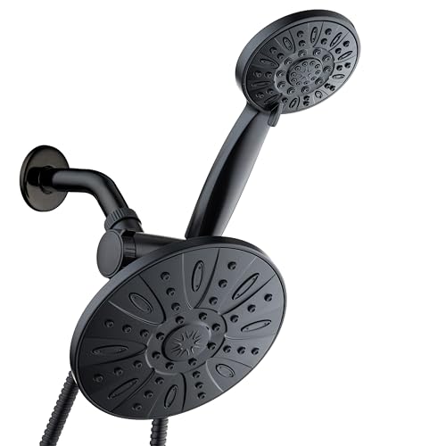 AquaDance 7" Premium High Pressure 3-way Rain & Handheld Shower Head Combo | Enjoy Luxury 7-inch Showerhead & 6-mode Hand Shower Separately or Together! Premium Stainless Steel Hose - Black - color: Matte Black, size: 2.5 Gallons Per Minute