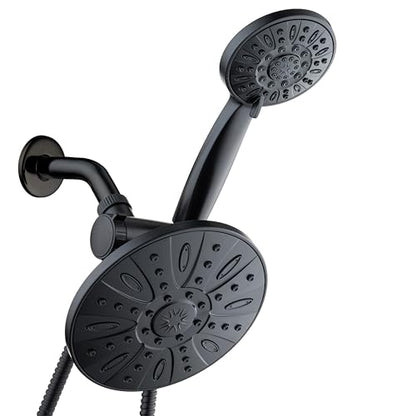 AquaDance 7" Premium High Pressure 3-way Rain & Handheld Shower Head Combo | Enjoy Luxury 7-inch Showerhead & 6-mode Hand Shower Separately or Together! Premium Stainless Steel Hose - Black - color: Matte Black, size: 2.5 Gallons Per Minute