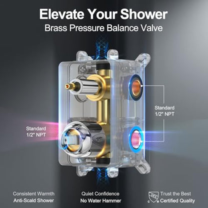 Shower Faucet Set, 10" & 6" Dual Rainfall Shower Heads System for Wall Mount with Slide Bar & Handheld Sprayer, Chrome - color: Chrome
