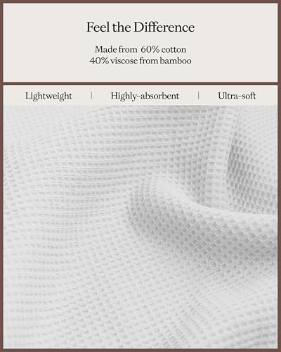 Cozy Earth Waffle Washcloths, Mini Textured Waffle Weave Pattern | 60% Cotton 40% Viscose from Bamboo Washcloths 13 x 13 Inches, Soft and Absorbent Terry, 4 Pack - color: White, size: Washcloth