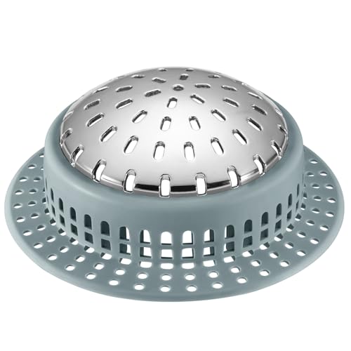Aluvor Bathtub Drain Hair Catcher Shower Drain Cover Sink Drain Protector | Bathroom Sink & Bathtub Drain Strainer for Pop-Up & Regular Drains, Greyish Blue - size: Large-Greyish Blue