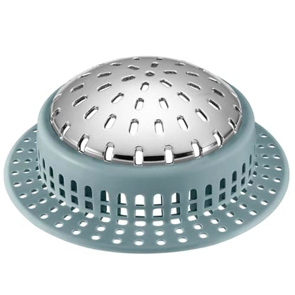 Aluvor Bathtub Drain Hair Catcher Shower Drain Cover Sink Drain Protector | Bathroom Sink & Bathtub Drain Strainer for Pop-Up & Regular Drains, Greyish Blue - size: Large-Greyish Blue