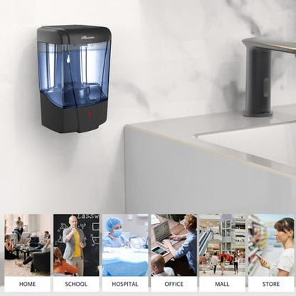 Soap Dispenser Wall Mount, Automatic Hand Sanitizer Dispenser 600ml Gel n Liquid Touchless Commercial Wall Soap Dispenser for Bathroom,Black-600ml - color: Black-600ml