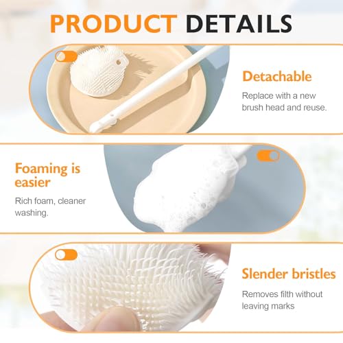 360° Flexible Silicone Bottle Brush with Long Handle, 2025 New Bottle Cleaning Brush, Deep Cleaning Brush for Narrow Neck Bottles, Water Bottles, Baby Bottles, Flasks Soft Bottle Brush (2PC) - color: 2pc