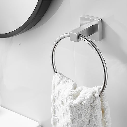 WOLIBEER Brushed Nickel Toilet Paper Holder Towel Ring,Bathroom Hand Towel Holder Toilet Roll Holder Wall Mounted,Modern Bath Hardware Set Stainless Steel 2 Pieces - color: Brushed Nickel
