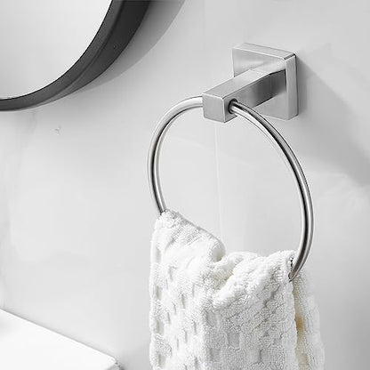WOLIBEER Brushed Nickel Toilet Paper Holder Towel Ring,Bathroom Hand Towel Holder Toilet Roll Holder Wall Mounted,Modern Bath Hardware Set Stainless Steel 2 Pieces - color: Brushed Nickel