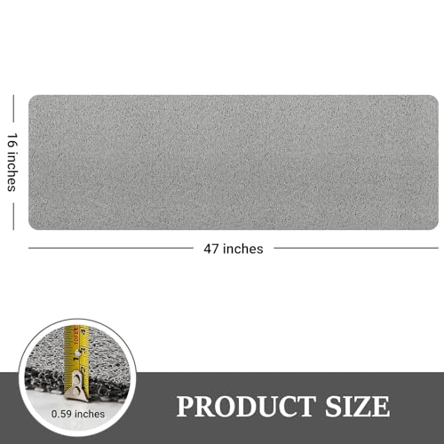 LuxStep Shower Mat Bathtub Mat Non-Slip Bath Mat with Drain, Quick Drying | 47x16 inch PVC Loofah Bathmat for Tub,Shower,Bathroom,Grey - color: Stylish Grey, size: 47" x 16" (Rectangular)
