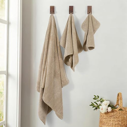 MICROFI Ring Spun Terry Microfiber Bath Towel Set, 3 Piece, Oversize, Quick Dry, Lint Free, Includes Bath, face, and Hand Towels (Beige) - color: Beige