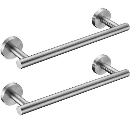 Nolimas 12 Inch Bath Hand Towel Bar SUS 304 Stainless Steel Towel Rod Rack Holder Round Wall Mounted Suit for Kitchen, Living Room&Toilet, Bathroom,Anti Rust Brushed Nickel-2 Pack - color: Brushed Nickel, size: 12inch 2Pack