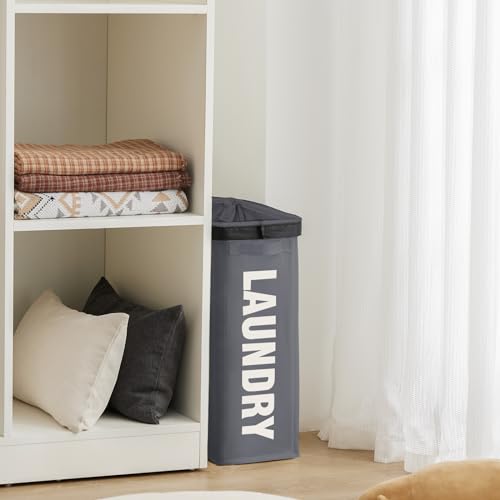 45L Slim Laundry Hamper with Removable Inner Bag & Side Handles, Grey | Small Laundry Baskets with Mesh Top, Narrow Dirty Clothes Hamper for Bedroom, Closet, and Bathroom - color: Gray - Inner Bag, size: 45L