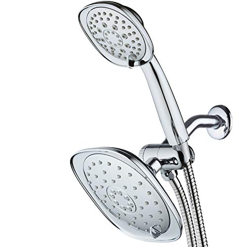 AquaDance Luxury Square High-Pressure Giant 7.3" Rain Shower Head/Handheld Spa Combo. Extra-Long 72" Stainless Steel Hose, 3-way Flow Diverter, All-Chrome Finish. - color: Chrome