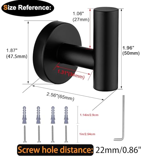 Nolimas Towel Coat Hook Matte Black SUS304 Stainless Steel Bathroom Clothes Cabinet Closet Sponges Robe Hook Wall Mounted Round Kitchen Heavy Duty Door Hanger 2 Packs - color: 2pcs Matte Black
