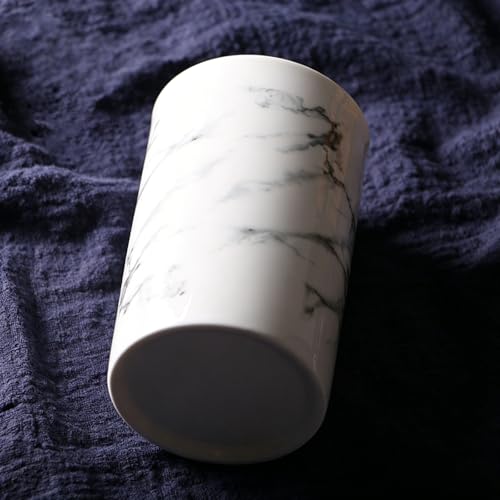 Kelake Ceramic Rustic Marble Bathroom Tumbler Cup for Mouthwash Rinsing Toothbrush and Toothpaste Holder Stand Cups - 280 ml Porcelain Milk Drinking Cups for Christmas Birthday | Rustic Porcelain Finish, Multi-Purpose, Mouthwash Rinsing, Drinking Cup, Ide
