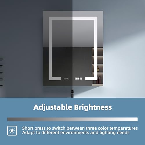 LED Medicine Cabinet 24x30 Anti-Fog Mirror Dimmable Recessed Mount | 3 Color Dimmable LED. Time Temp Display. Anti-Fog IP44. 2 Outlets+2 USB. Plug-in/Hardwired. Recessed/Wall Mount. Right Hinge. - size: 24x30"R, style: Style-A