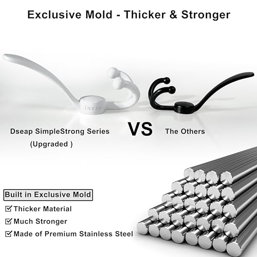Over Door Hook 2.0 - Upgraded Version - Simple-Assembly, Strong, Heavy-Duty Stainless Steel 5-Tri-Hook Over The Door Hanger Rack, SimpleStrong Series, White, Pack of 2 - color: White
