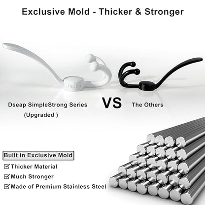 Over Door Hook 2.0 - Upgraded Version - Simple-Assembly, Strong, Heavy-Duty Stainless Steel 5-Tri-Hook Over The Door Hanger Rack, SimpleStrong Series, White, Pack of 2 - color: White