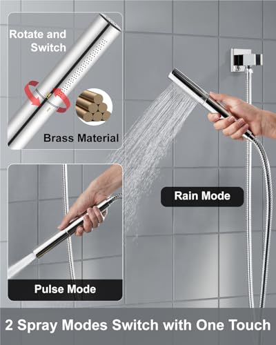 Aolemi Shower System with Rain Head and Handheld,8-Inch,Polish Chrome | High-Pressure Shower Faucet Set with Dual-Function Handheld,Rough-In Valve,1.8 GPM,Wall-Mount Trim Kit - color: Polish Chrome, size: 8 Inch