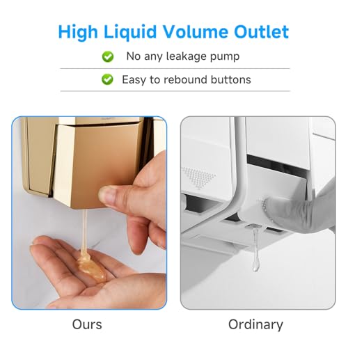 Shampoo and Conditioner Dispenser,Shower Dispenser 2 Chamber No Drill Shampoo Dispenser for Shower Wall Mounted Shower Soap Dispenser for Bathroom Hotel,Large Capacity 2 * 500ML,Gold - color: Gold 2 Chamber
