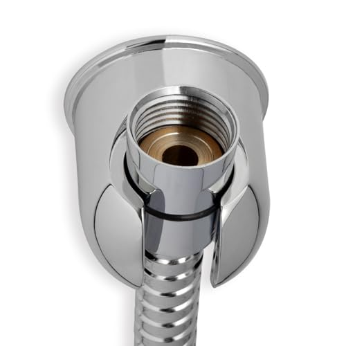 Handheld Shower head Holder - All Metal - Adhesive and Screw in Installation - Minimal Design Bathroom Wall Mount Shower sprayer Holder (Polished Chrome) - color: Polished Chrome