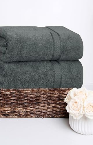 COTTON CRAFT Ultra Soft Bath Sheet - 2 Pack 100% Ringspun Cotton Towels | Oversized 35x70 inch Charcoal Bath Sheet Towel - Absorbent 580 GSM Quick Dry Everyday Luxurious Hotel Quality Bathroom Towels - color: Charcoal, size: 2 Pack Bath Sheet