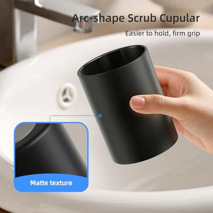 Toothbrush Cup 13.75oz，Bathroom Cup 2Pk，Black | Easy to clean 390ml plastic bathroom tumbler with non-slip grip. Durable toothbrush cup for home, travel and business - color: Black, size: 2PCS