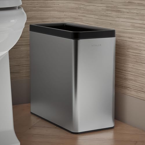 Kohler K-31313-ST 12-Liter Open-Top Trash Can, Stainless Steel - color: Stainless Steel, size: 3.1 Gallon - Open Top