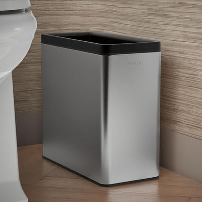 Kohler K-31313-ST 12-Liter Open-Top Trash Can, Stainless Steel - color: Stainless Steel, size: 3.1 Gallon - Open Top
