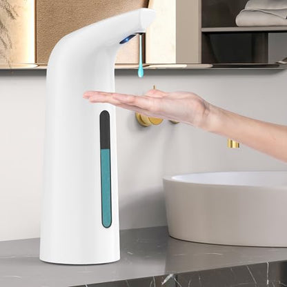 Automatic Liquid Soap Dispenser, 4-Level,13.5oz Touchless | Plastic,400ml White Electric Battery Operated Hand & Dish Countertop Soap Dispensers with Sensor for Bathroom,Kitchen Sink - color: White, style: Battery