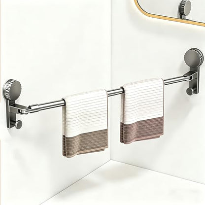 Adjustable Suction Cup Towel Rack for Corner & Right Angle Spaces, No Drilling Bathroom Towel Bar with Vacuum Suction, Rustproof Stainless Steel (One Adjustable Rod（11.8-23.6inches)） - size: One adjustable rod（11.8-23.6inches)）