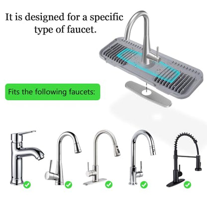DK-SIMINA Silicone Faucet Mat Silicone Faucet Drip Catcher with Cuttable Circular Central for Kitchen Sink, Tailor-Made for Faucets with Deck Plate【Light Grey】 - color: Light Gray