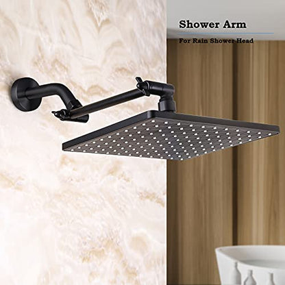 10 Inch Matte Black Shower Arm, Easy to Install, Durable Solid Brass Black Shower Head Extension Arm with Lock Joints - color: Matte Black, size: 10 Inch