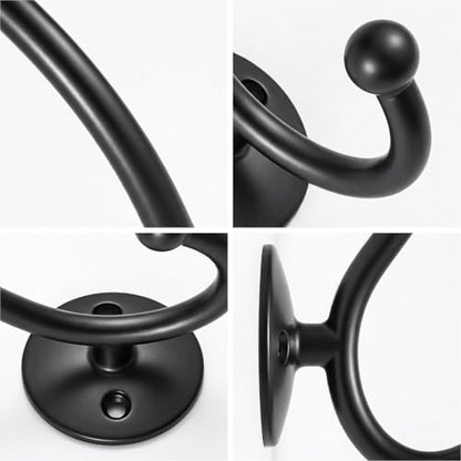 2-Pack Heavy Duty Wall Hooks, Matte Black Double Coat Hooks Wall Mounted, Rustproof Metal Towel & Robe Hook Hardware with Screws for Bathroom, Entryway, Hanging Coats, Hats, Bags, Keys - color: 2 pack-Black