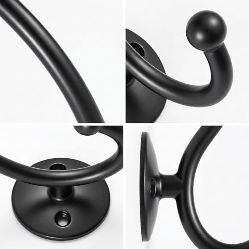 4-Pack Heavy Duty Wall Hooks, Matte Black Double Coat Hooks Wall Mounted, Rustproof Metal Towel & Robe Hook Hardware with Screws for Bathroom, Entryway, Hanging Coats, Hats, Bags, Keys - color: 4 pack-Black