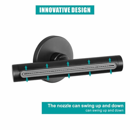 SKOWLL Waterfall Showerhead, Europe Showerhead Spas, Wall Mount High Pressure Waterfall Head with 360° Rotate Body Spray Jets, Matte Black - color: Matte Black