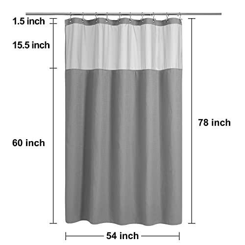 N&Y HOME 54 x 78 Waffle Weave Shower Curtain with Snap-in Liner Set Gray | 12 Metal Hooks Included, Snap on/off Fabric Liner, Hotel Style & Mesh Top Window, Machine Washable, 54x78 Shower Stall Size - color: Grey, size: 54"W x 78"L (Pack of 1)