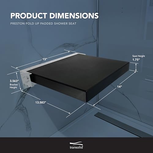 Transolid Preston Flip-Up Fold-Down Wall-Mount Padded Shower Seat, 14 in. W x 13.75 in. D, Black and Polished Chrome, PPS1414UP-09PC - color: Black/Polished Chrome, size: 14"x14"
