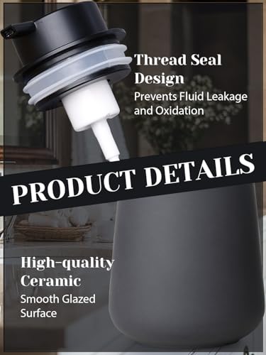 INGOFIN Ceramic Foaming Soap Dispenser - 12oz Foam Hand Soap Dispenser Bathroom, Ceramic Dish Soap Modern Dispenser with Pump for Kitchen, Matte Grey - color: Gray