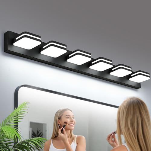 Torondo 360° Rotate LED Bathroom Vanity Light Fixtures, Acrylic Vanity Lights for Bathroom, Modern Wall Lighting Fixtures Over Mirror Living, Matte Black, Natural White, 6-Light, 39-Inch - color: Matte Black, Natural White, size: 6-Light, 39-Inch