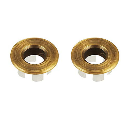 Sink Basin Trim Overflow Cover Brass Insert in Hole Round Caps Antique Brass 2 PCS - color: Antique Brass 2 Pcs