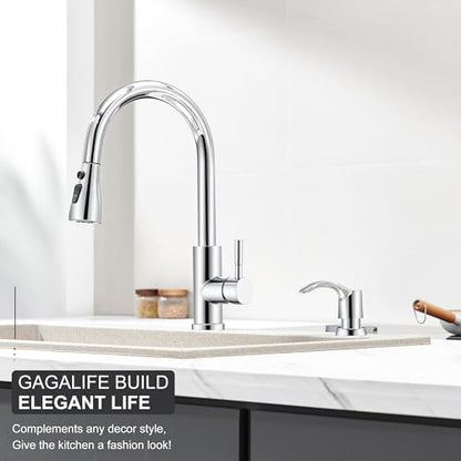 Kitchen Sink Soap Dispenser - Chrome, G080C-G | Sink Soap Dispenser Pump with 40" Silicone Soap Dispenser Extension Tube, Say Goodbye to Frequent Refills - color: Chrome, size: with Hose