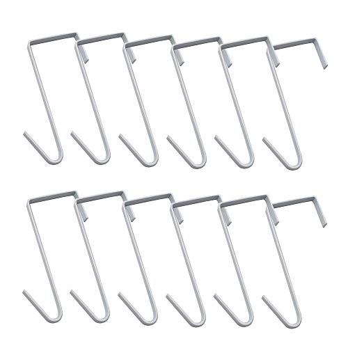 OJYUDD 12 Pack White Smart Over The Door Hook,2 Side Metal Z Hooks,S Hooks for Hanging Coats,Bags,Towels for Bathroom,Kitchen,Office