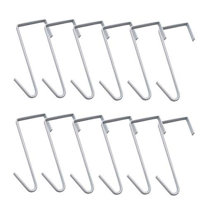 OJYUDD 12 Pack White Smart Over The Door Hook,2 Side Metal Z Hooks,S Hooks for Hanging Coats,Bags,Towels for Bathroom,Kitchen,Office