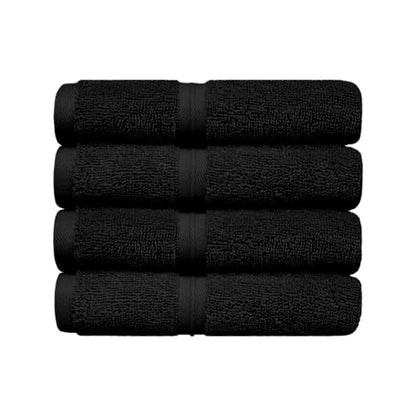 Fluffy & Super Soft Washcloths Set of 4 (12" x 12") - Hotel Quality - Perfect as, Hotel Towels, Face Washcloths, Face Wash Cloths -%100 Cotton - Black - color: Black