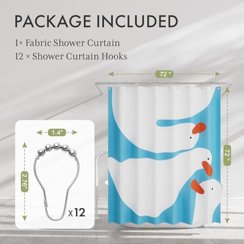 AmazerBath Cute Goose Shower Curtain, Cute Bathroom Shower Curtain Set with 12 Shower Curtain Hooks, Rustic Fabric Shower Curtain, 72x72 Inches - color: B-vertical Stripes of Geese, size: 72"W x 72"L (Pack of 1)