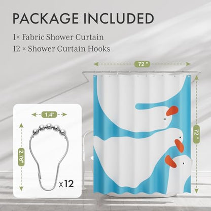 AmazerBath Cute Goose Shower Curtain, Cute Bathroom Shower Curtain Set with 12 Shower Curtain Hooks, Rustic Fabric Shower Curtain, 72x72 Inches - color: B-vertical Stripes of Geese, size: 72"W x 72"L (Pack of 1)