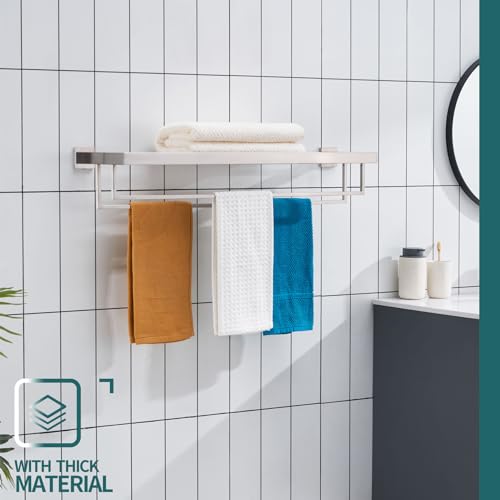 KOKOSIRI Towel Rack 32-Inch Bathroom Towel Shelves with Double Towel Bars SUS304 Stainless Steel Wall Mounted, Brushed Nickel B6003BR-L32 - color: Brushed Steel, size: 32-Inch