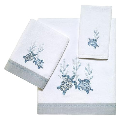 Avanti Linens - 3pc Towel Set, Soft & Absorbent Cotton Towels (Caicos Collection) - color: Optic White, size: 3pc Towel Set
