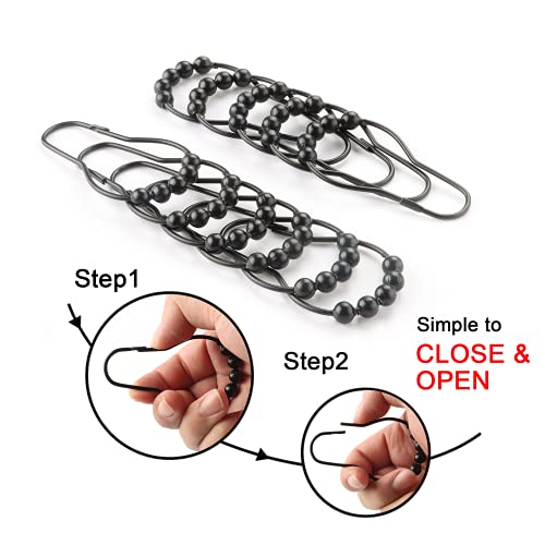 Shower Curtain Hooks Rings, Rustproof Metal Shower Curtain Rings for Bathroom Shower Rods Curtains - Set of 12, Matte Black - color: Matte Black